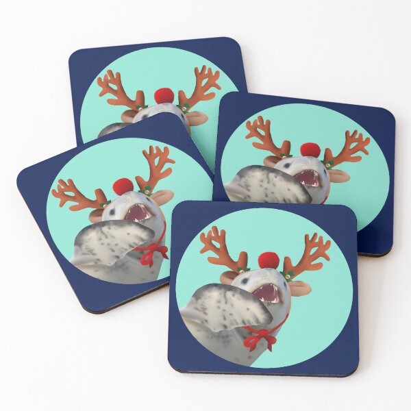 Item preview, Leopard seal reindeer on light blue dot designed and sold by GivernyKate.