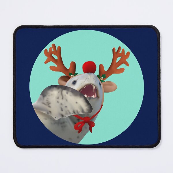 Item preview, Leopard seal reindeer on light blue dot designed and sold by GivernyKate.