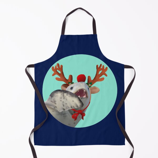 Item preview, Leopard seal reindeer on light blue dot designed and sold by GivernyKate.