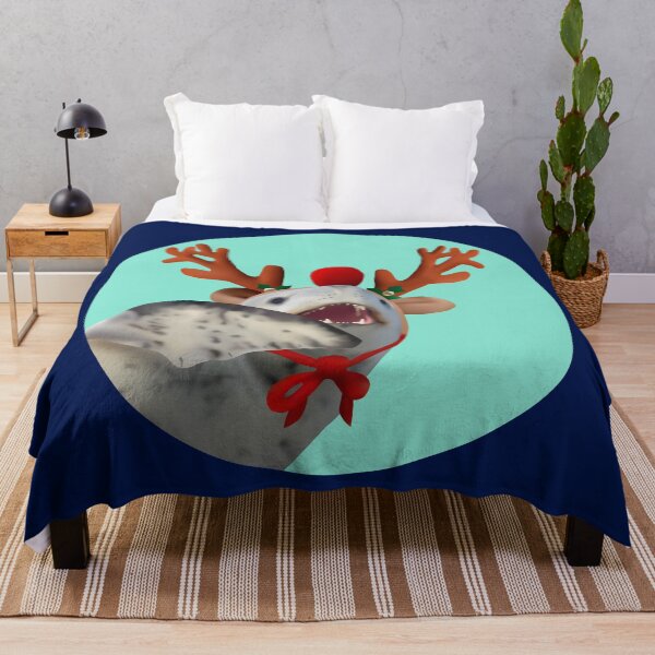 Item preview, Leopard seal reindeer on light blue dot designed and sold by GivernyKate.