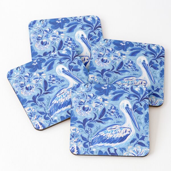 Artikelvorschau, Blau-weißer Küsten-Chinoiserie-Pelikan entworfen und verkauft von SophieClimaArt.