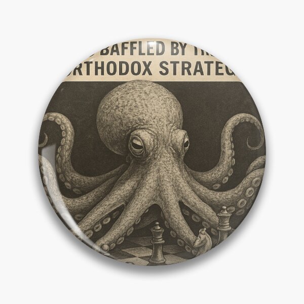 Item preview, Fake Science Report: Octopus Dominates Competitive Chess Scene – Vintage Newspaper Illustration designed and sold by LovelyCatGalaxy.