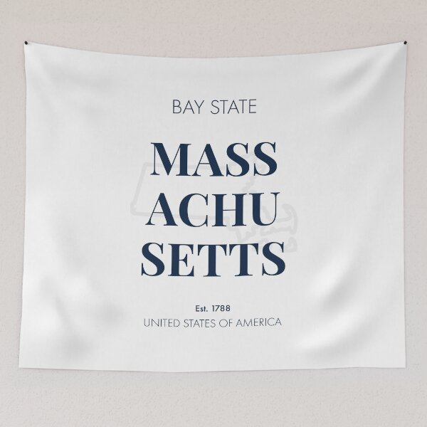 Item preview, MASSACHUSETTS TRAVEL ART – Modern Typographic Travel Design designed and sold by MarkedArtPrints.