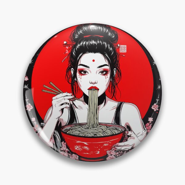 Item preview, Beautiful Japanese Girl Eats Noodles. Woman Eats Ramen. Japanese Food designed and sold by PeasyEasy.