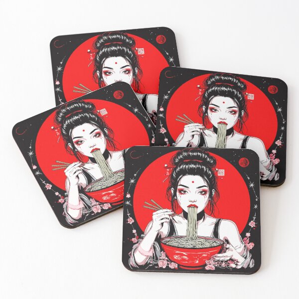 Item preview, Beautiful Japanese Girl Eats Noodles. Woman Eats Ramen. Japanese Food designed and sold by PeasyEasy.