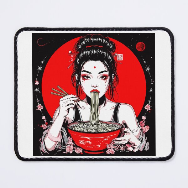 Item preview, Beautiful Japanese Girl Eats Noodles. Woman Eats Ramen. Japanese Food designed and sold by PeasyEasy.