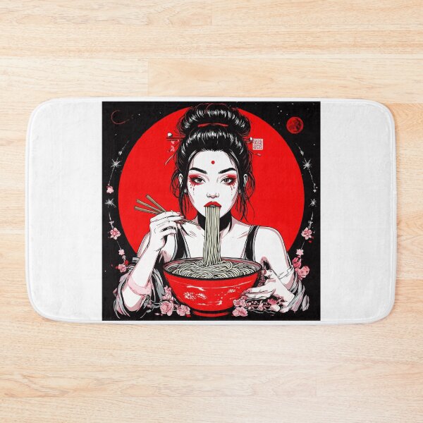 Item preview, Beautiful Japanese Girl Eats Noodles. Woman Eats Ramen. Japanese Food designed and sold by PeasyEasy.