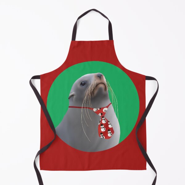 Item preview, Kekeno NZ fur seal in Christmas tie on dark green dot designed and sold by GivernyKate.