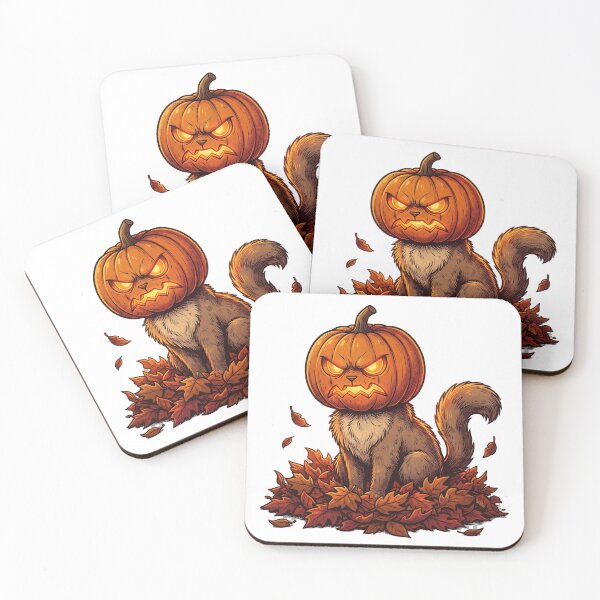 Item preview, Halloween Cat with Pumpkin Head - Glowing Orange Art designed and sold by The Grumpy Pet Club.
