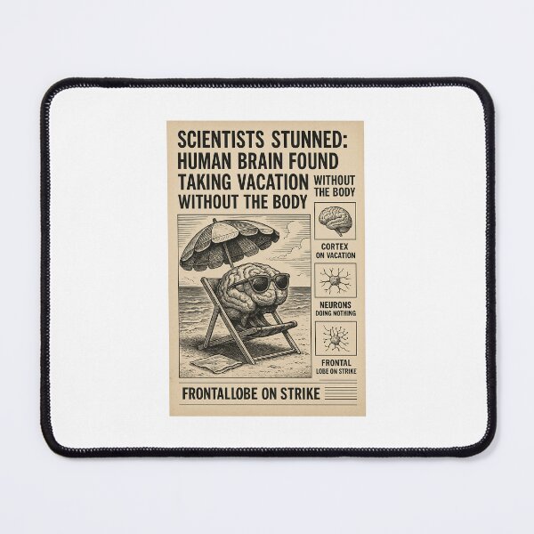 Item preview, Fake Science Report: Human Brain Takes Vacation Without the Body – Vintage Newspaper Illustration designed and sold by LovelyCatGalaxy.