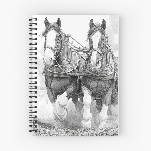 Item preview, A pair of Shire horses pulling a plough across a rugged field Horses in Motion designed and sold by CDC40.