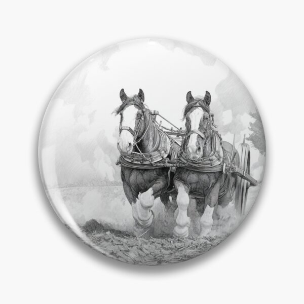 Item preview, A pair of Shire horses pulling a plough across a rugged field Horses in Motion designed and sold by CDC40.