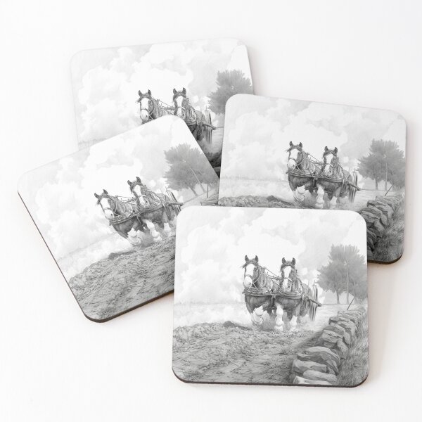 Item preview, A pair of Shire horses pulling a plough across a rugged field Horses in Motion designed and sold by CDC40.