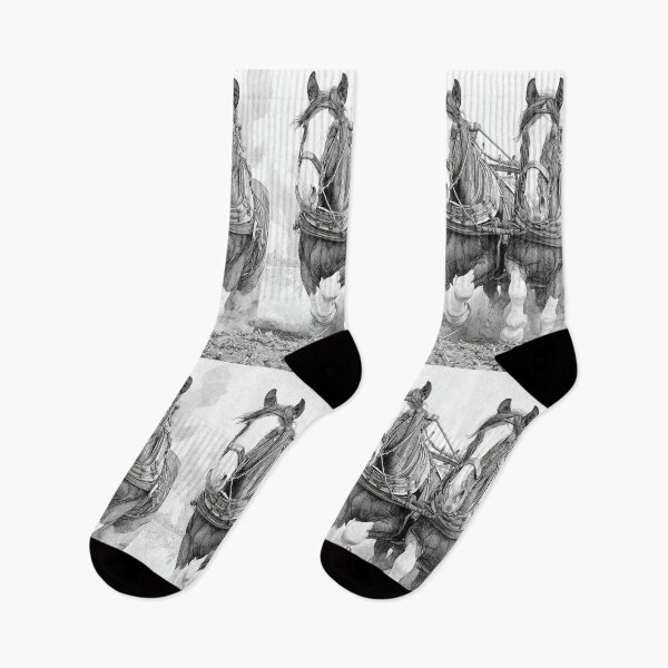 Item preview, A pair of Shire horses pulling a plough across a rugged field Horses in Motion designed and sold by CDC40.