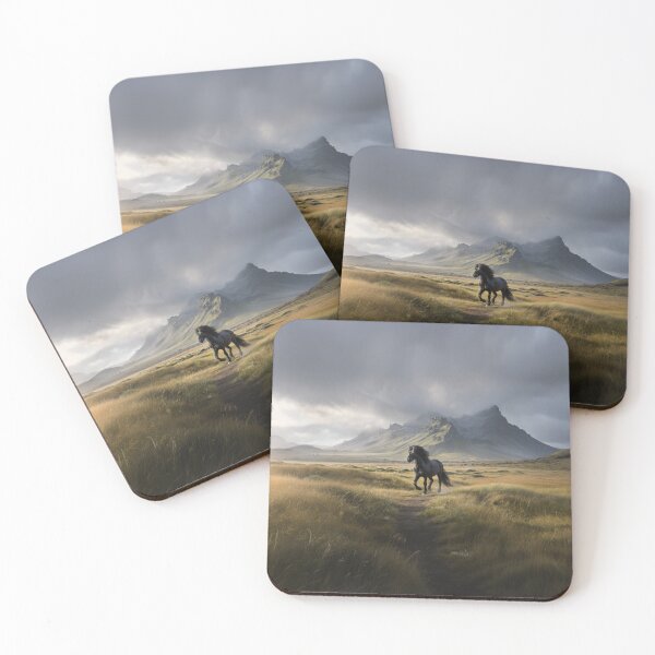 Item preview, An Icelandic horse trotting through a volcanic landscape Horses in Motion designed and sold by CDC40.