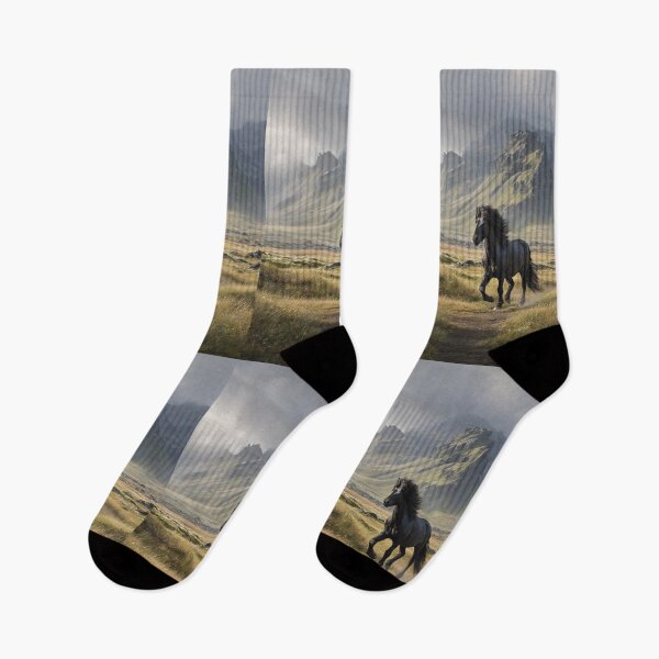 Item preview, An Icelandic horse trotting through a volcanic landscape Horses in Motion designed and sold by CDC40.