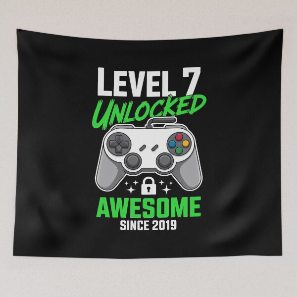 Item preview, Level 7 Unlocked – Awesome Since 2019 – 7th Birthday Gaming Design designed and sold by Gogetgiggles.