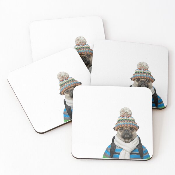 Item preview, Winter Trek Pug | Cozy Mountain Dog Art designed and sold by slydawgstudio.