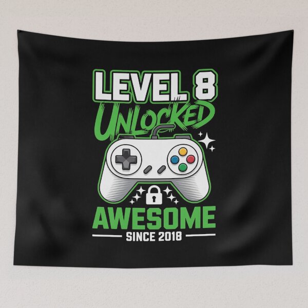Item preview, Level 8 Unlocked – Awesome Since 2018 – 8th Birthday Gaming Design designed and sold by Gogetgiggles.