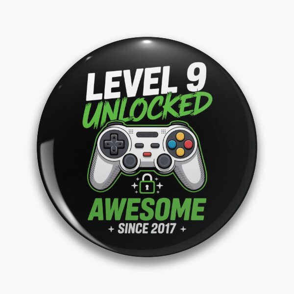 Item preview, Level 9 Unlocked – Awesome Since 2017 – 9th Birthday Gaming Design designed and sold by Gogetgiggles.
