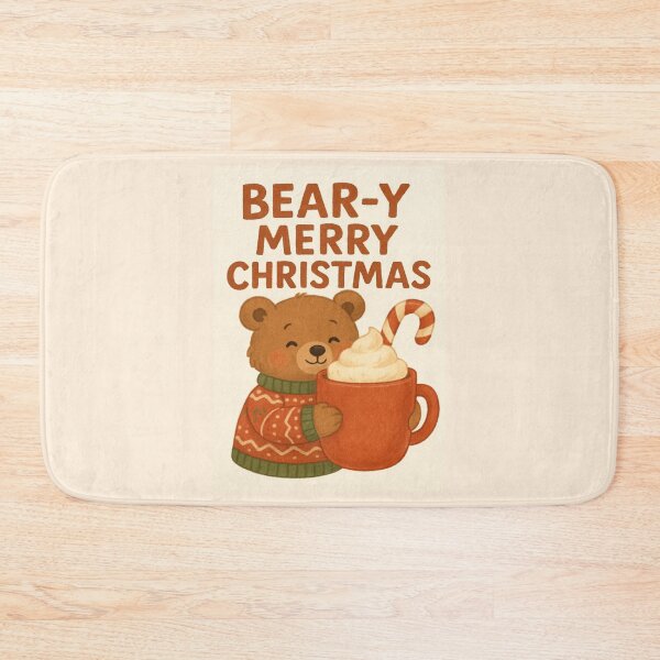 Item preview, "BEAR-Y MERRY CHRISTMAS" — Cozy Bear Holiday Print from Felia designed and sold by Felia001.