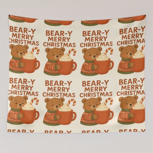 Item preview, "BEAR-Y MERRY CHRISTMAS" — Cozy Bear Holiday Print from Felia designed and sold by Felia001.