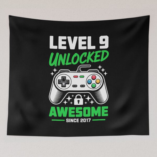 Item preview, Level 9 Unlocked – Awesome Since 2017 – 9th Birthday Gaming Design designed and sold by Gogetgiggles.