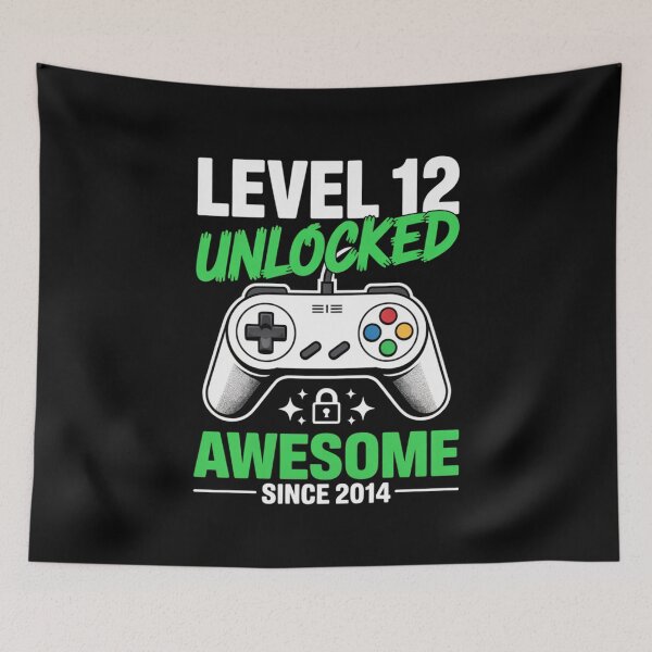 Item preview, Level 12 Unlocked – Awesome Since 2014 – 12th Birthday Gaming Design designed and sold by Gogetgiggles.