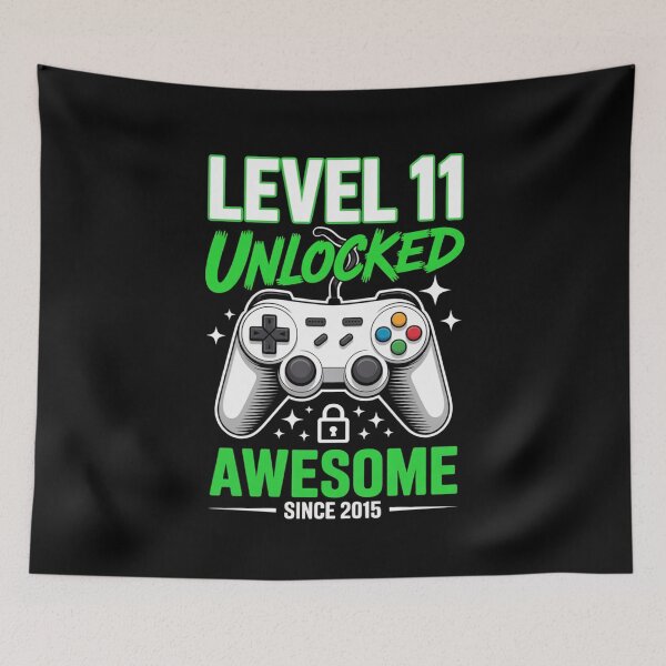 Item preview, Level 11 Unlocked – Awesome Since 2015 – 11th Birthday Gaming Design designed and sold by Gogetgiggles.