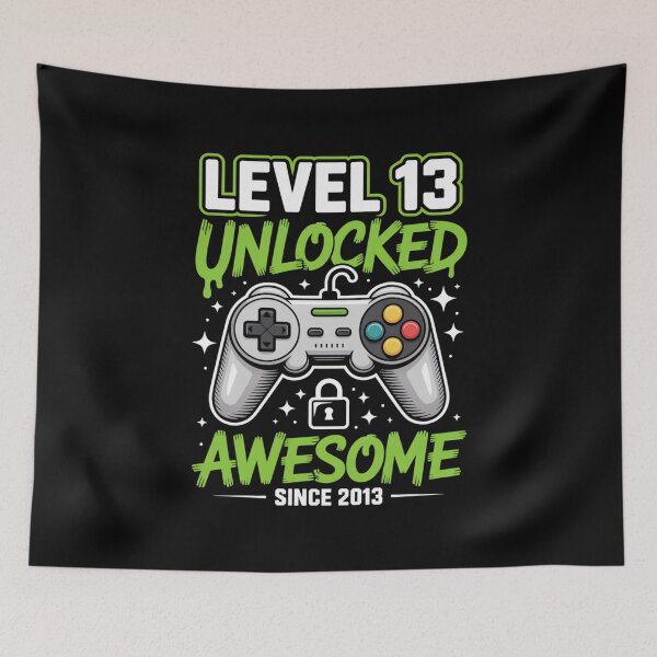 Item preview, Level 13 Unlocked – Awesome Since 2013 – 13th Birthday Gaming Design designed and sold by Gogetgiggles.