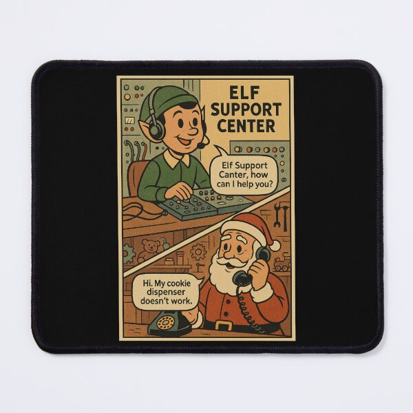 Item preview, Cozy Christmas Humor – Elf Support Center Hotline – gift for Dad • Retro Comics • Vintage Halftone designed and sold by JacobKAurumhead.