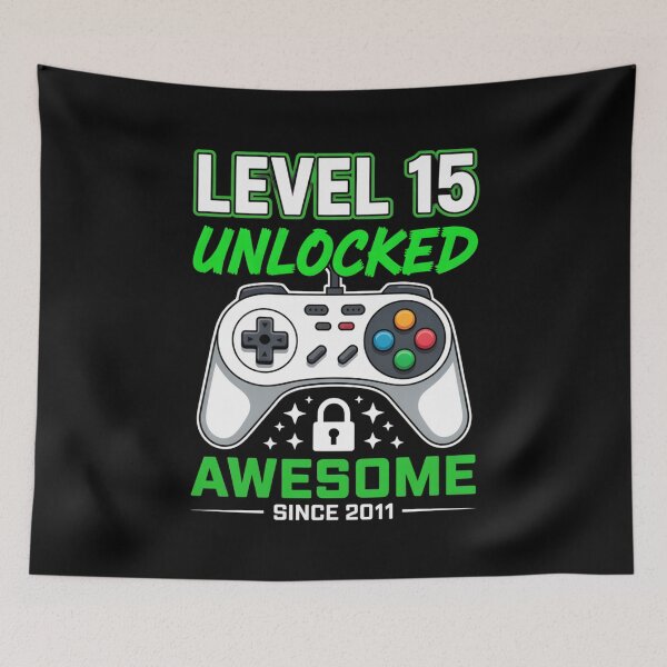 Item preview, Level 15 Unlocked – Awesome Since 2011 – 15th Birthday Gaming Design designed and sold by Gogetgiggles.