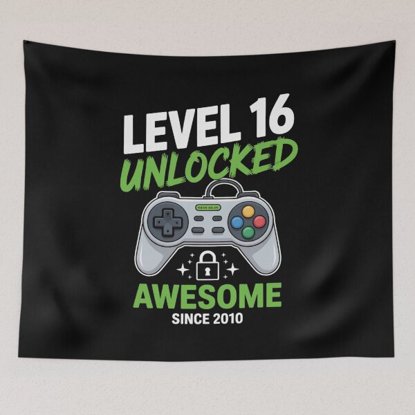 Item preview, Level 16 Unlocked – Awesome Since 2010 – 16th Birthday Gaming Design designed and sold by Gogetgiggles.