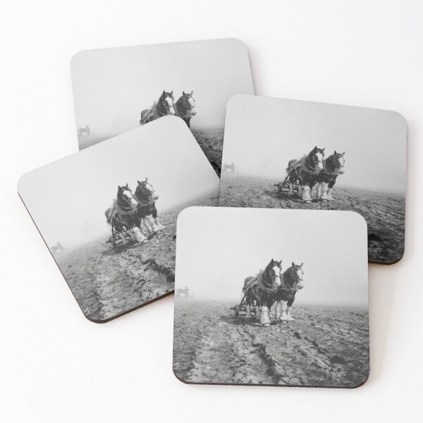 Item preview, A pair of Shire horses pulling a plough across a rugged field Horses in Motion designed and sold by CDC40.