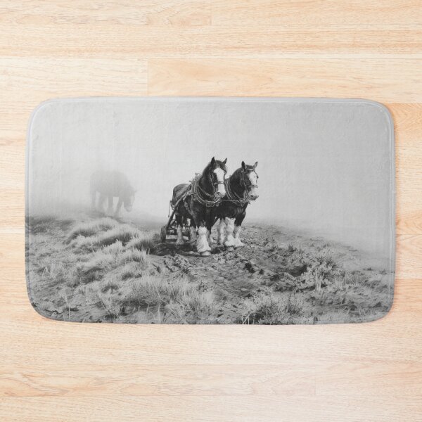 Item preview, A pair of Shire horses pulling a plough across a rugged field Horses in Motion designed and sold by CDC40.