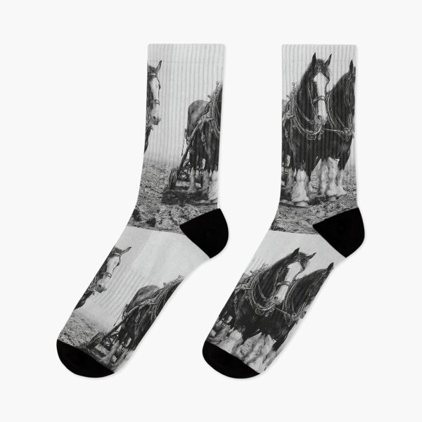 Item preview, A pair of Shire horses pulling a plough across a rugged field Horses in Motion designed and sold by CDC40.