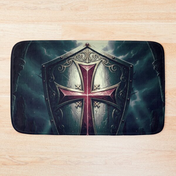 Item preview, Ornate Medieval Templar Shield with Red Cross - Dark Fantasy Art designed and sold by Art's Diner.