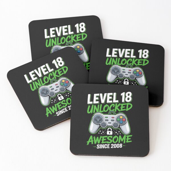 Item preview, Level 18 Unlocked – Awesome Since 2008 – 18th Birthday Gaming Design designed and sold by Gogetgiggles.