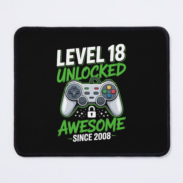 Item preview, Level 18 Unlocked – Awesome Since 2008 – 18th Birthday Gaming Design designed and sold by Gogetgiggles.