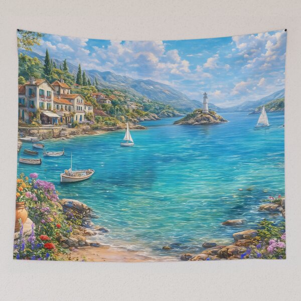 Item preview, Sunlit Harbour Along the Floral Coastline designed and sold by ArtComixHaven.