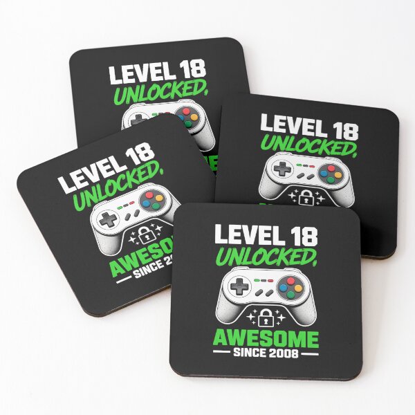 Item preview, Level 18 Unlocked – Awesome Since 2008 – 18th Birthday Gaming Design designed and sold by Gogetgiggles.