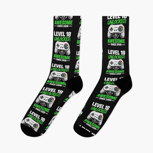 Item preview, Level 18 Unlocked – Awesome Since 2008 – 18th Birthday Gaming Design designed and sold by Gogetgiggles.