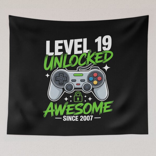 Item preview, Level 19 Unlocked – Awesome Since 2007 – 19th Birthday Gaming Design designed and sold by Gogetgiggles.