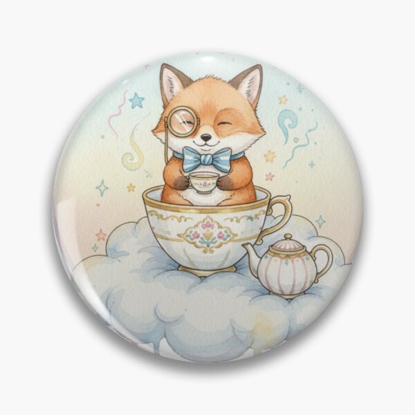 Item preview, Mr. Foxly's Cloud Tea Party - Whimsical Watercolor Art designed and sold by Wild-Rose-.