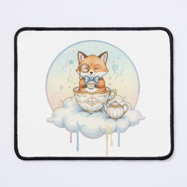 Item preview, Mr. Foxly's Cloud Tea Party - Whimsical Watercolor Art designed and sold by Wild-Rose-.