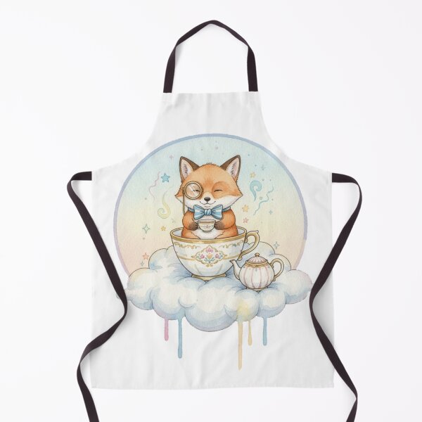 Item preview, Mr. Foxly's Cloud Tea Party - Whimsical Watercolor Art designed and sold by Wild-Rose-.