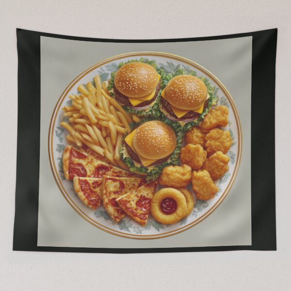Item preview, Photorealistic Fast Food Feast on a Vintage Plate designed and sold by Shannon Hilson.