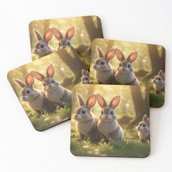 Item preview, Adorable Bunny Family in a Sunlit Forest Jigsaw designed and sold by ArtComixHaven.