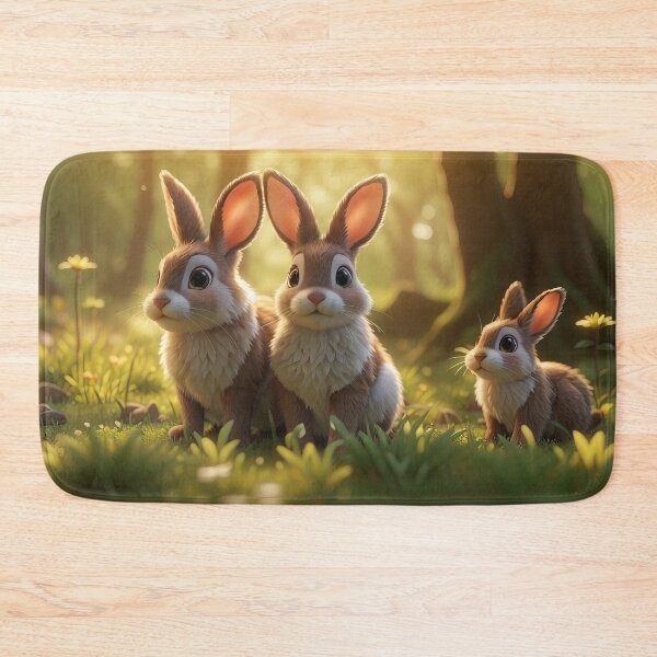 Item preview, Adorable Bunny Family in a Sunlit Forest Jigsaw designed and sold by ArtComixHaven.