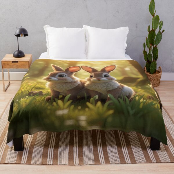 Item preview, Adorable Bunny Family in a Sunlit Forest Jigsaw designed and sold by ArtComixHaven.